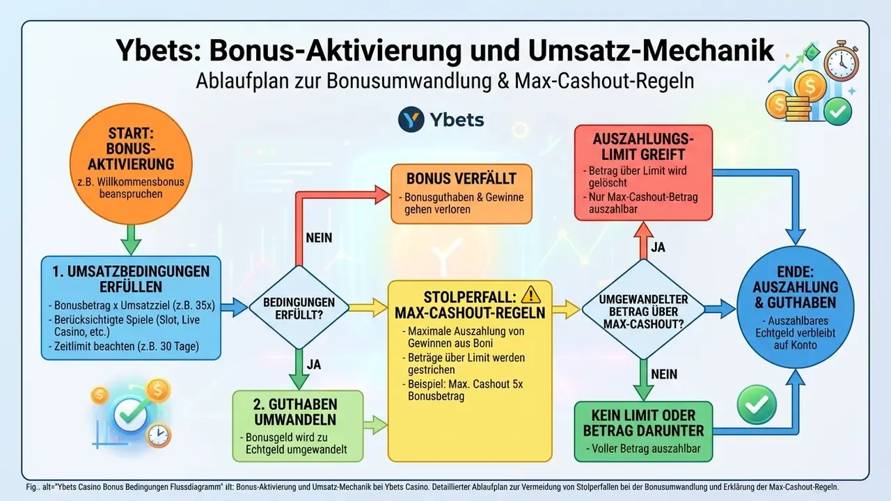 Ybets Casino Bonus Bedingungen Flussdiagramm