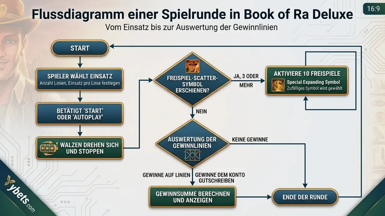 Ablauf einer Spielrunde bei Book of Ra Deluxe