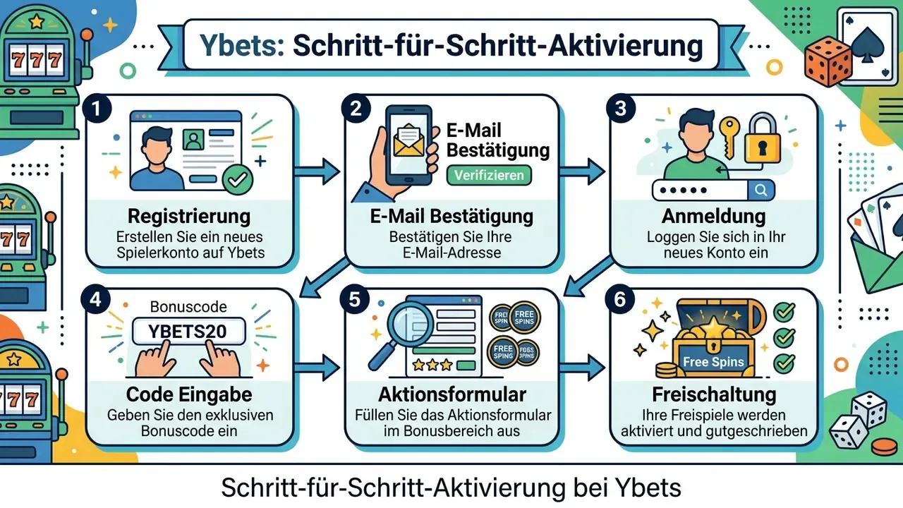 Aktivierung des Ybets No Deposit Bonus in sechs Schritten