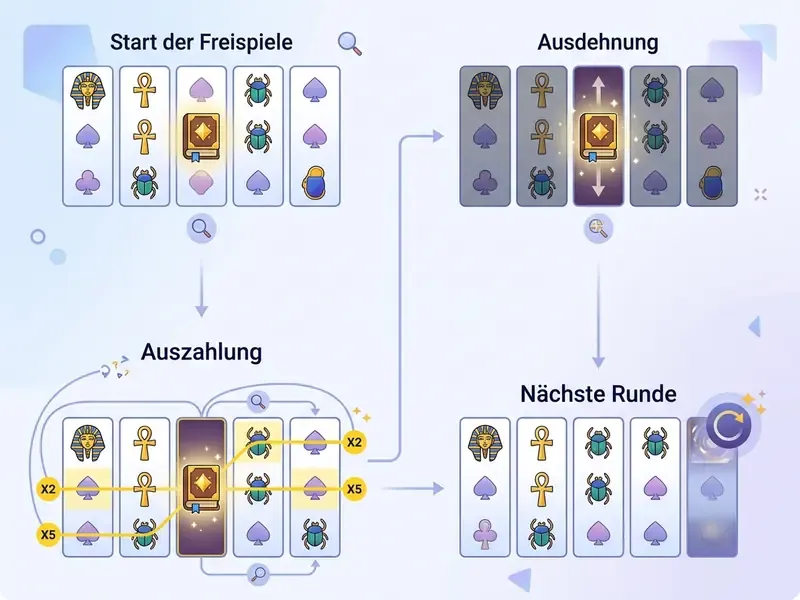 Funktion des expandierenden Symbols in den Book of Ra Deluxe Freispielen
