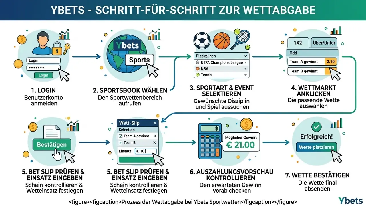 Prozess der Wettabgabe bei Ybets Sportwetten