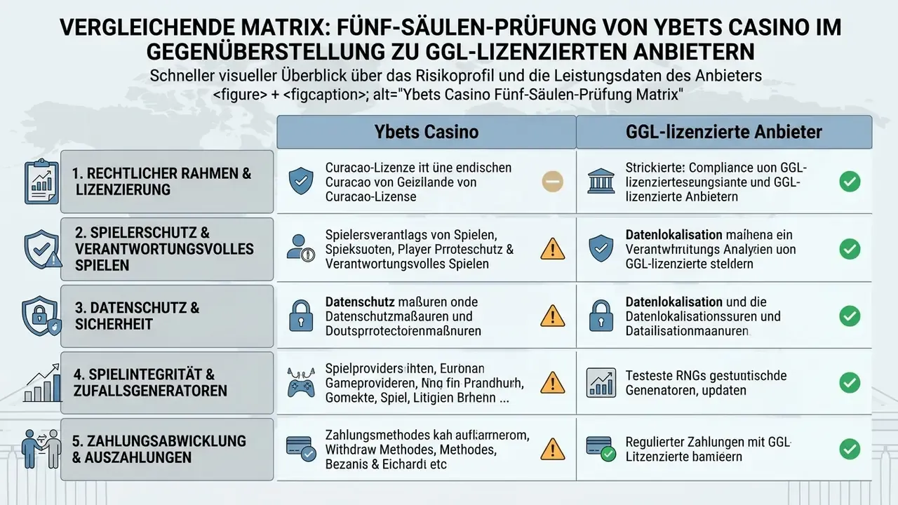 Ybets Casino Fünf-Säulen-Prüfung Matrix