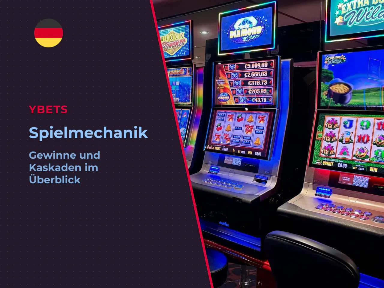 Symbole, Auszahlungen und Kaskaden-System. Gewinne werden